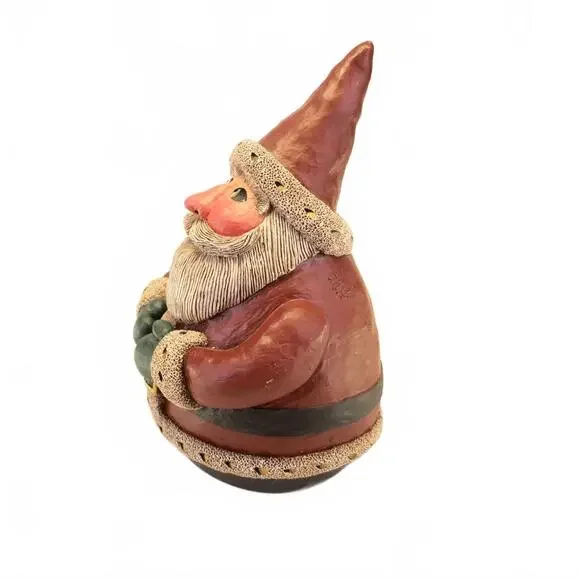 Vintage Gail Laura Folk Art Santa Figure Round Bottom 8”